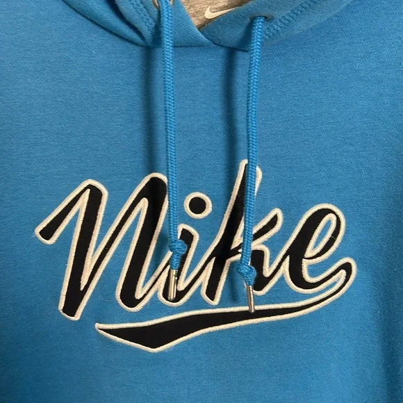 Nike Women’s Blue Retro Hooded Fleece Sweatshirt Size Large - Picture 5 of 11